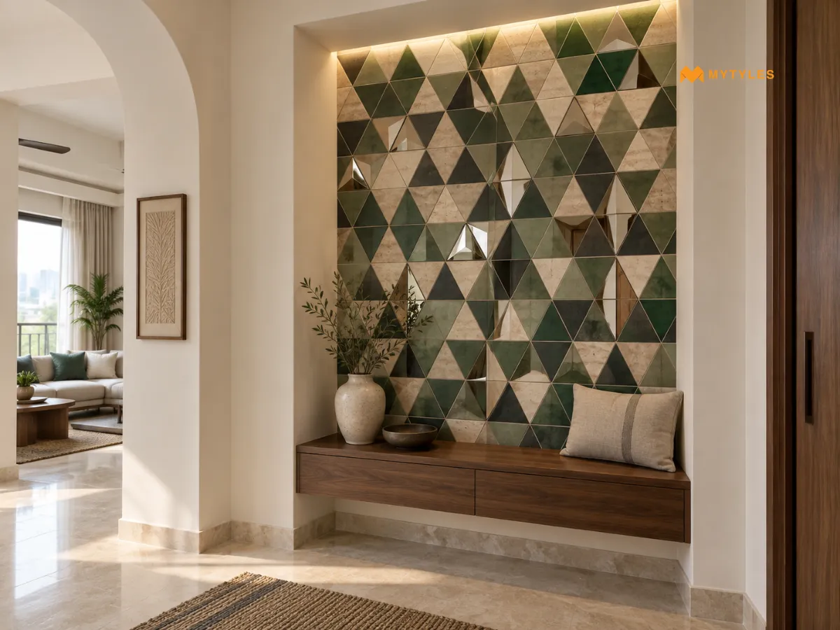 Geometric Mirror Tile Designs for an Accent Nook